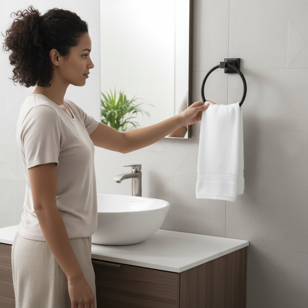 Toallero Aro Negro Mate Delta: Elegancia y Modernidad