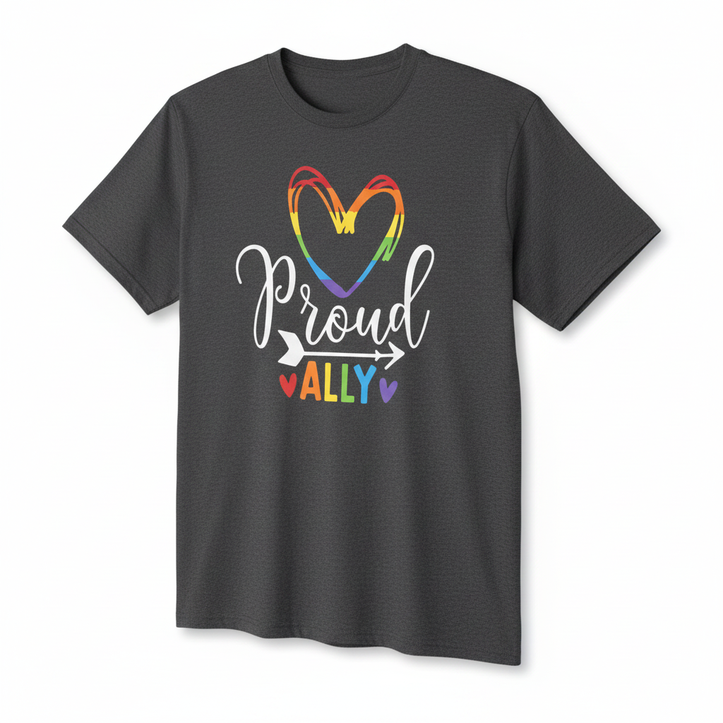 Camiseta Orgullo Aliado Corazón Arcoíris