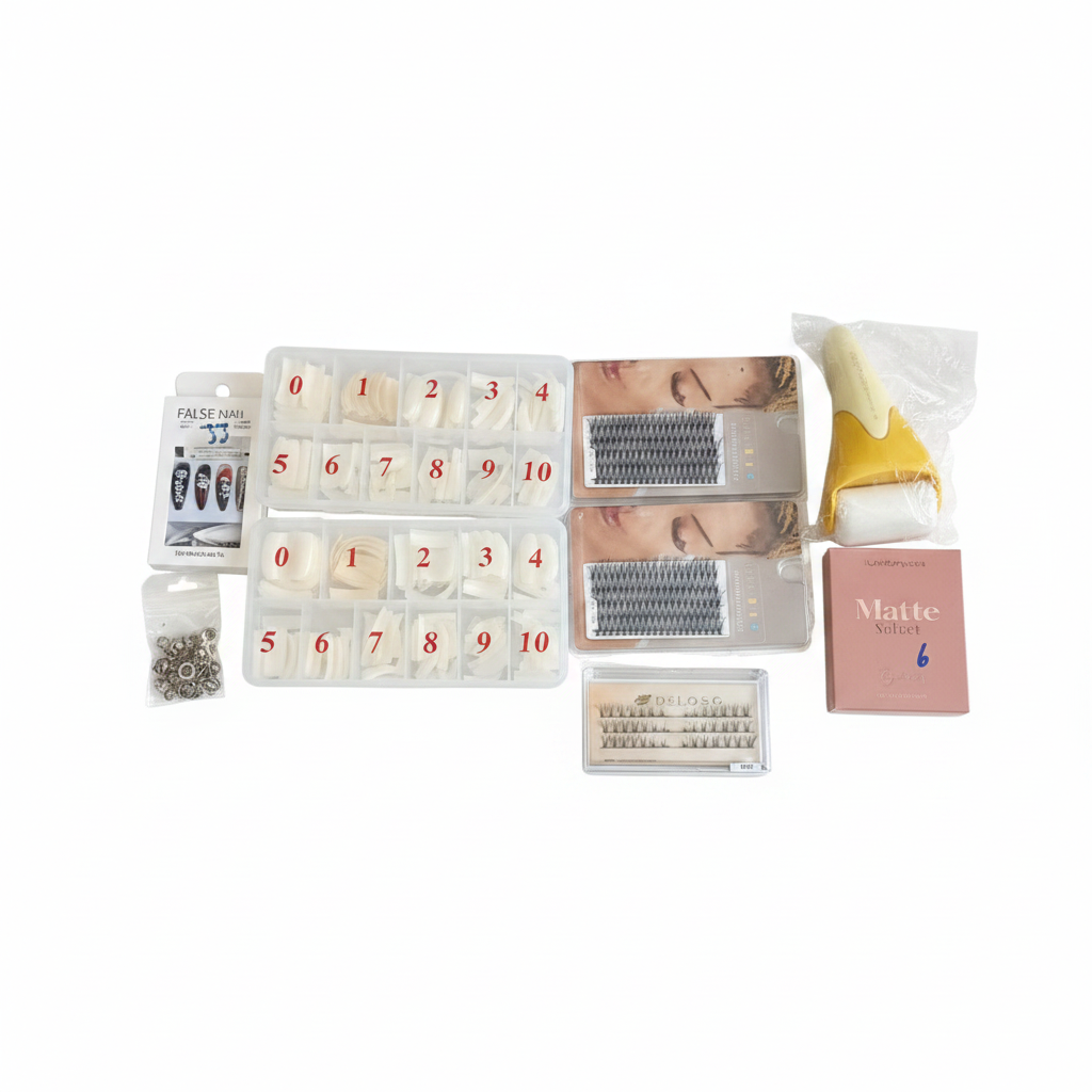 Kit Completo Uñas Postizas y Pestañas