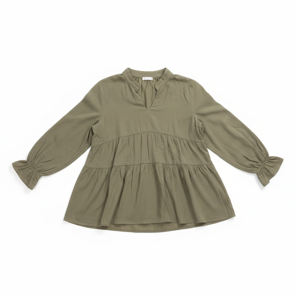Camisa ZAFUL con cuello V y detalle de volantes size L