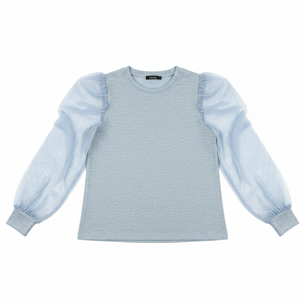 Blusa Chic con Mangas Abullonadas Size S