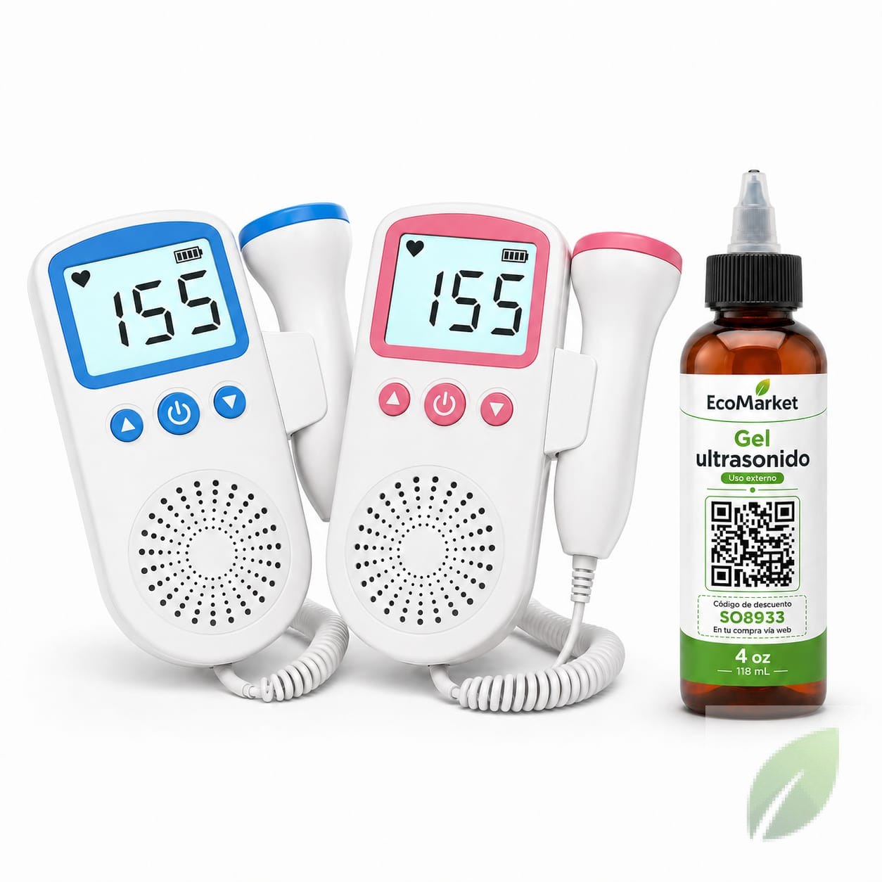 Doppler Fetal Portátil + Gel Ultrasonido EcoMarket 4 oz de Regalo