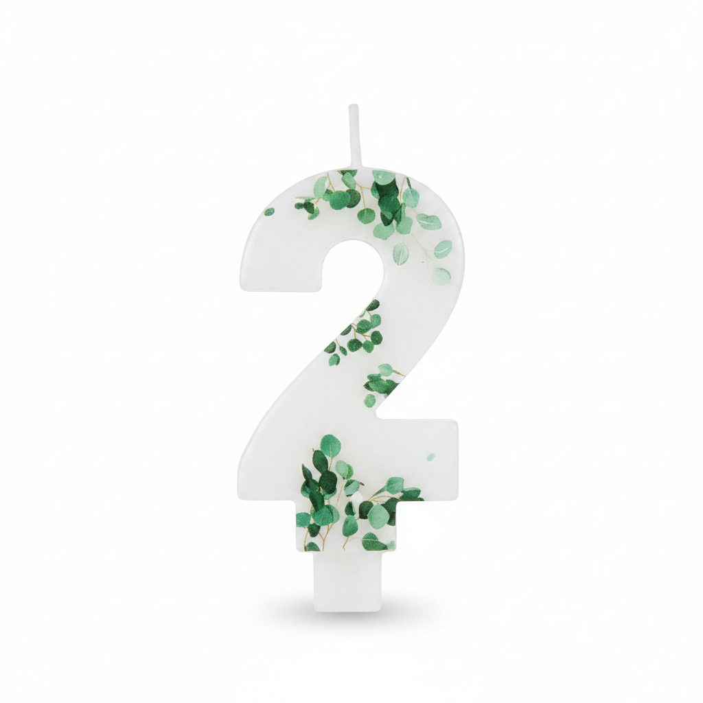 Vela de Cumpleaños Número 2 con Diseño Floral