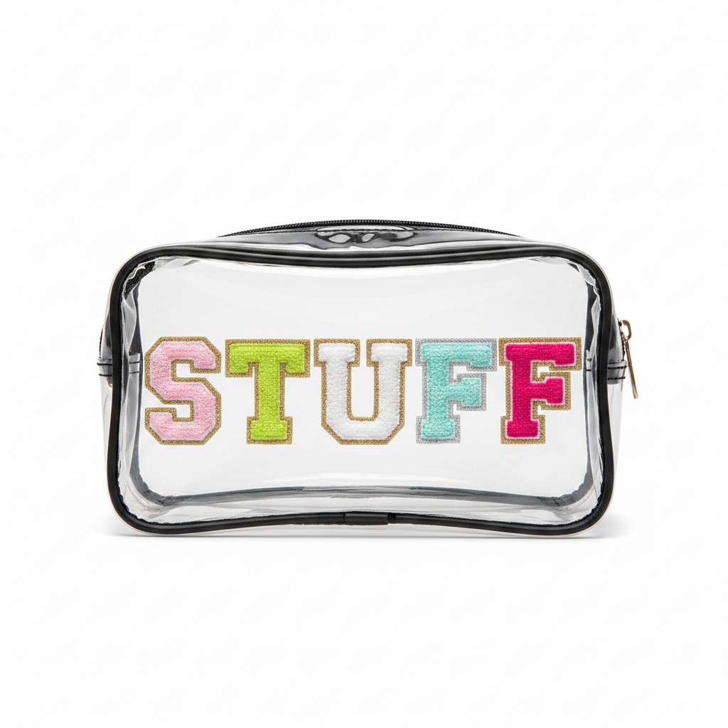 Cartera Transparente con Letras "STUFF"