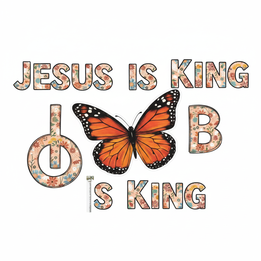Stickers 'Jesus Is King' con Mariposas
