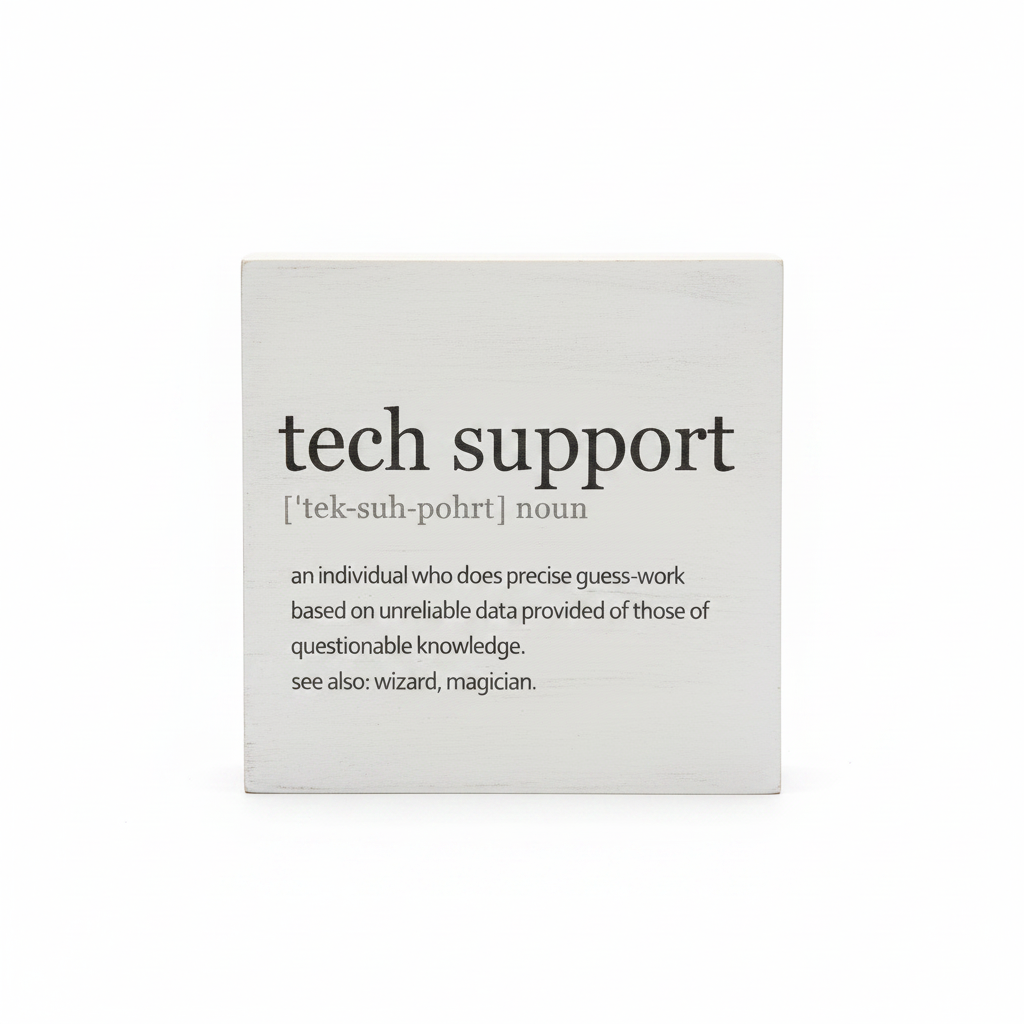 Letrero Decorativo "Tech Support" - ¡Para los que saben resolverlo todo!
