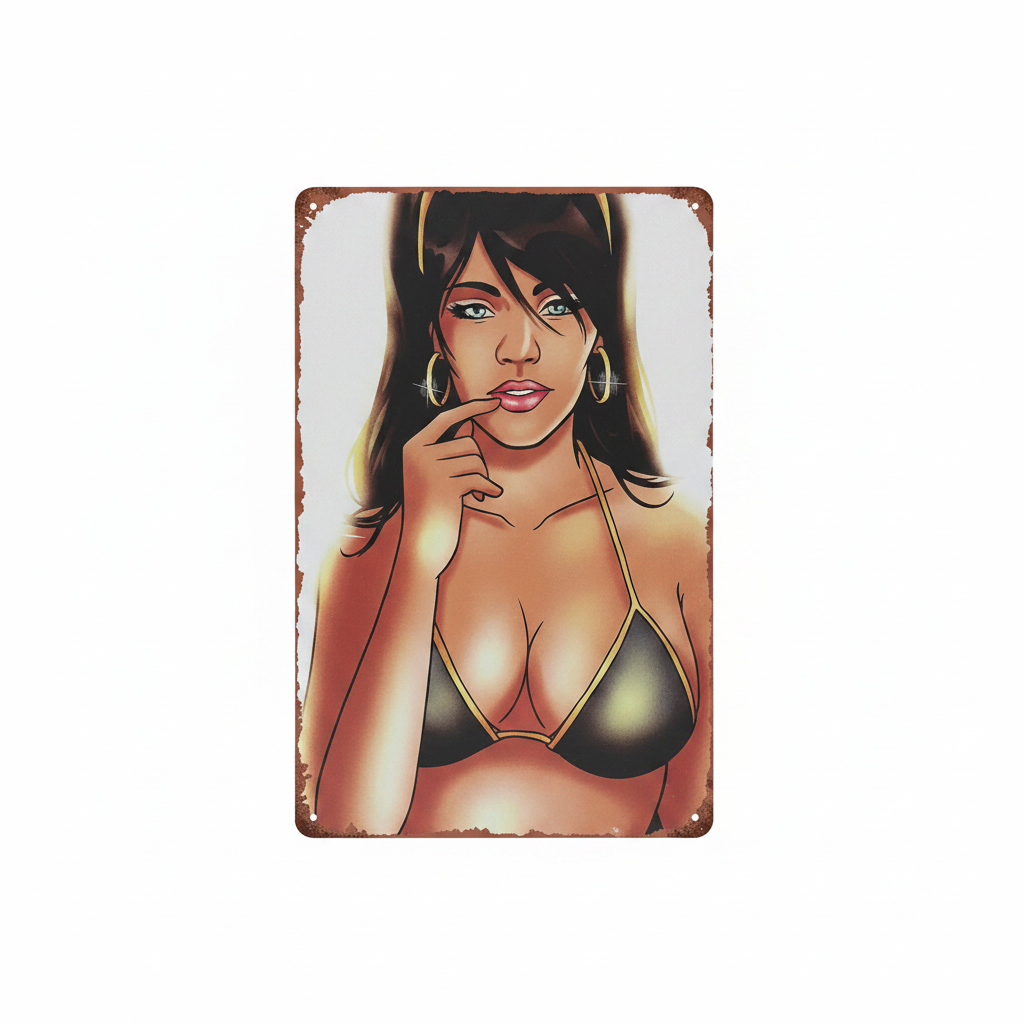 Letrero Metálico Vintage: Estilo Pin-Up
