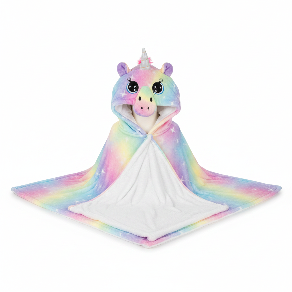 Manta con Capucha de Unicornio Arcoíris ,SIZE 85