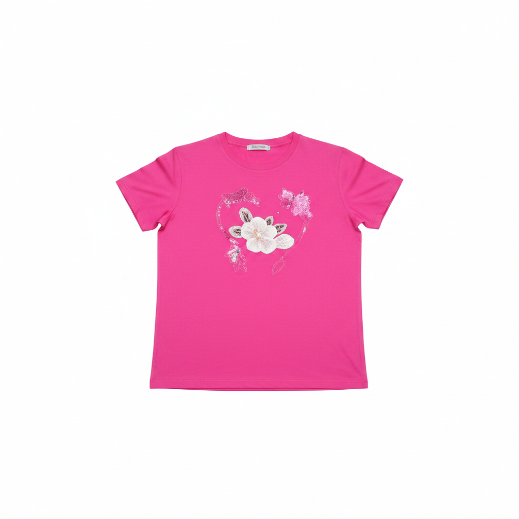 Camiseta Rosa con Diseño Floral