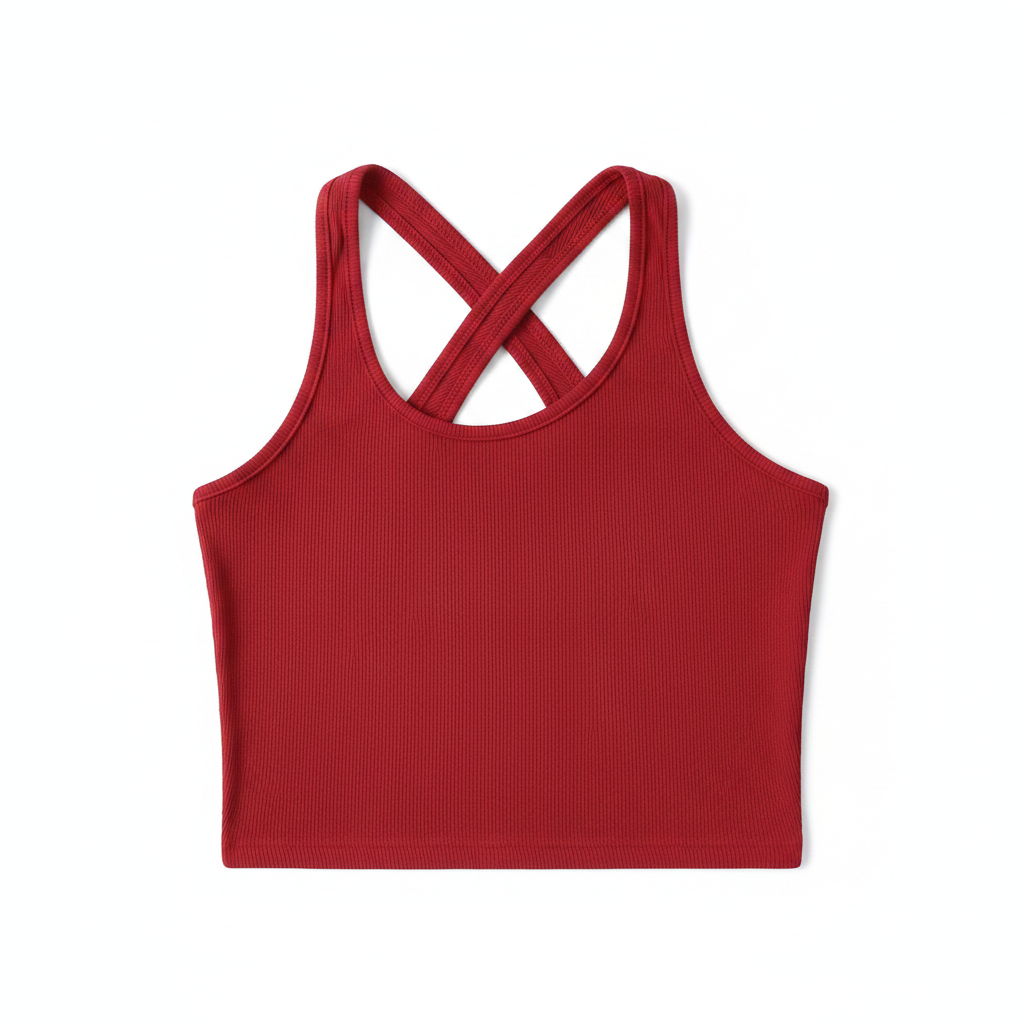 Camiseta sin mangas roja con diseño asimétrico  size S
