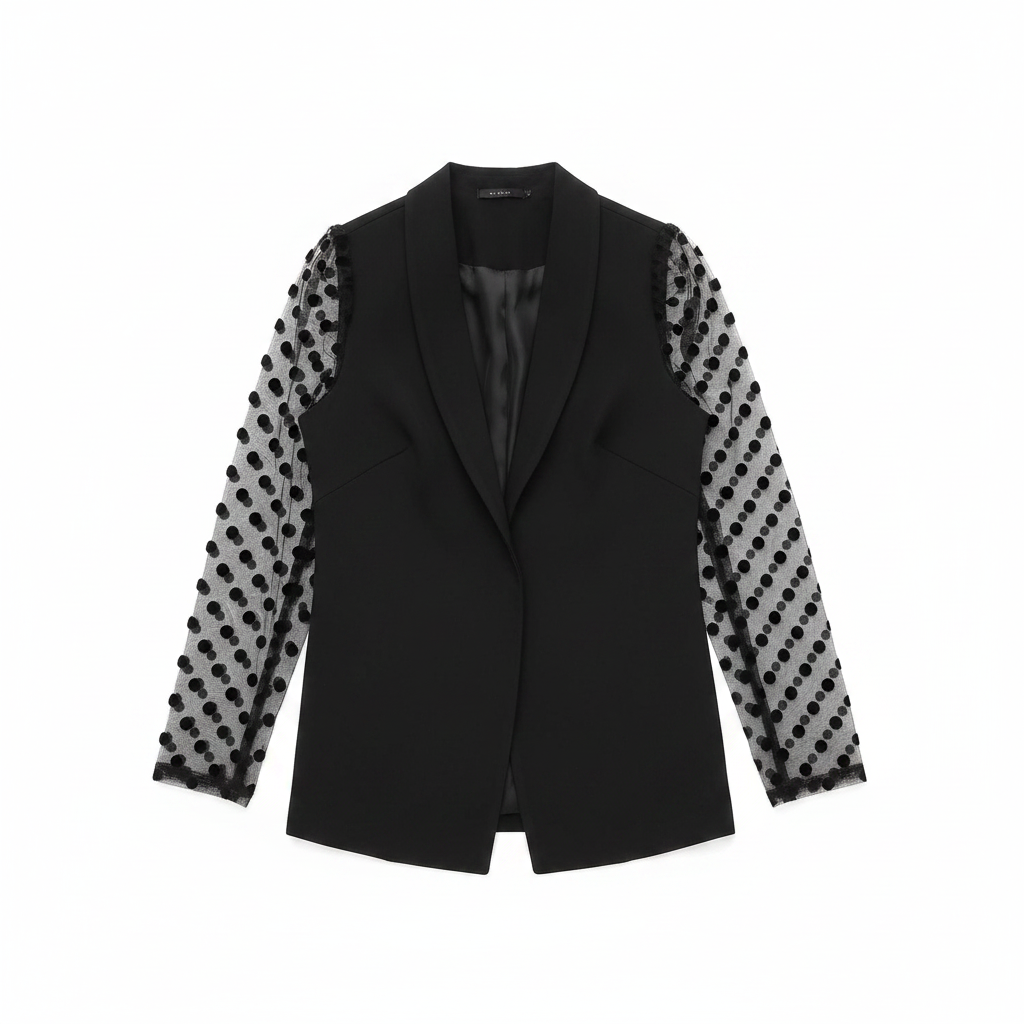 Blazer Negro con Mangas de Lunares  size XL