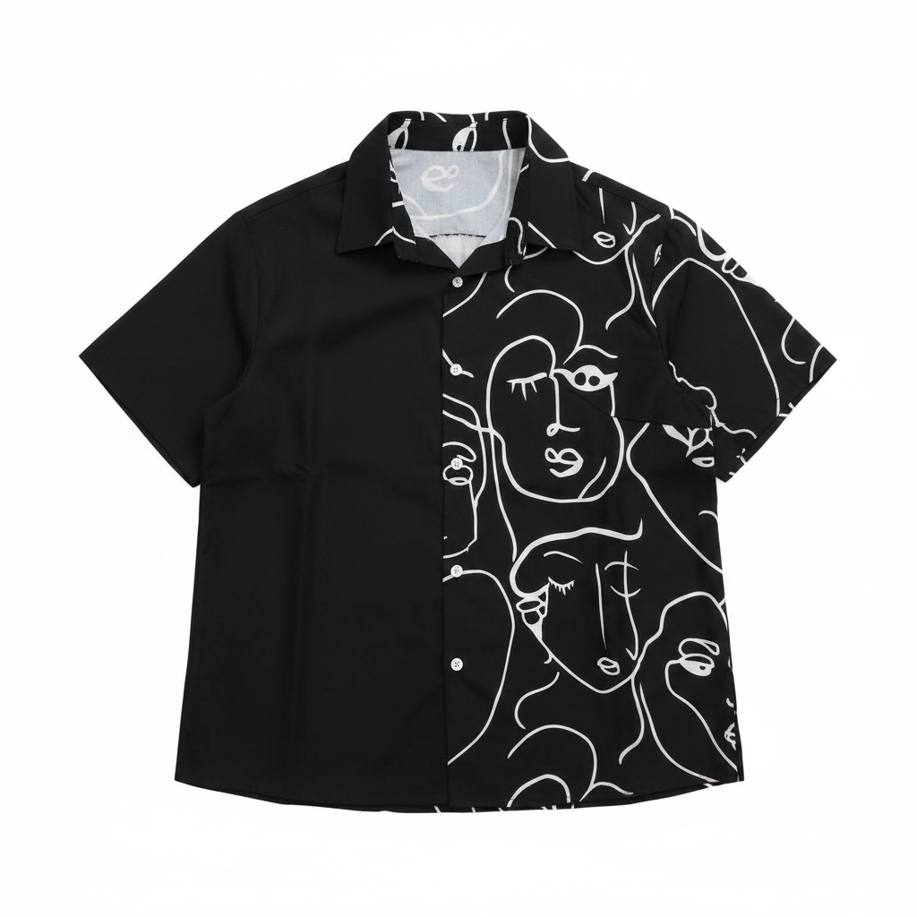 Camisa Negra Estampada Rostros size 1XL