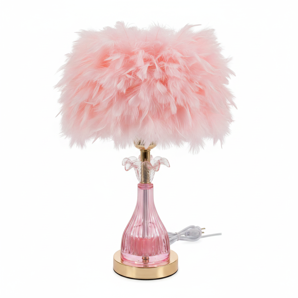 Lámpara de Mesa con Plumas Rosas 2 29 20 20c 20cm