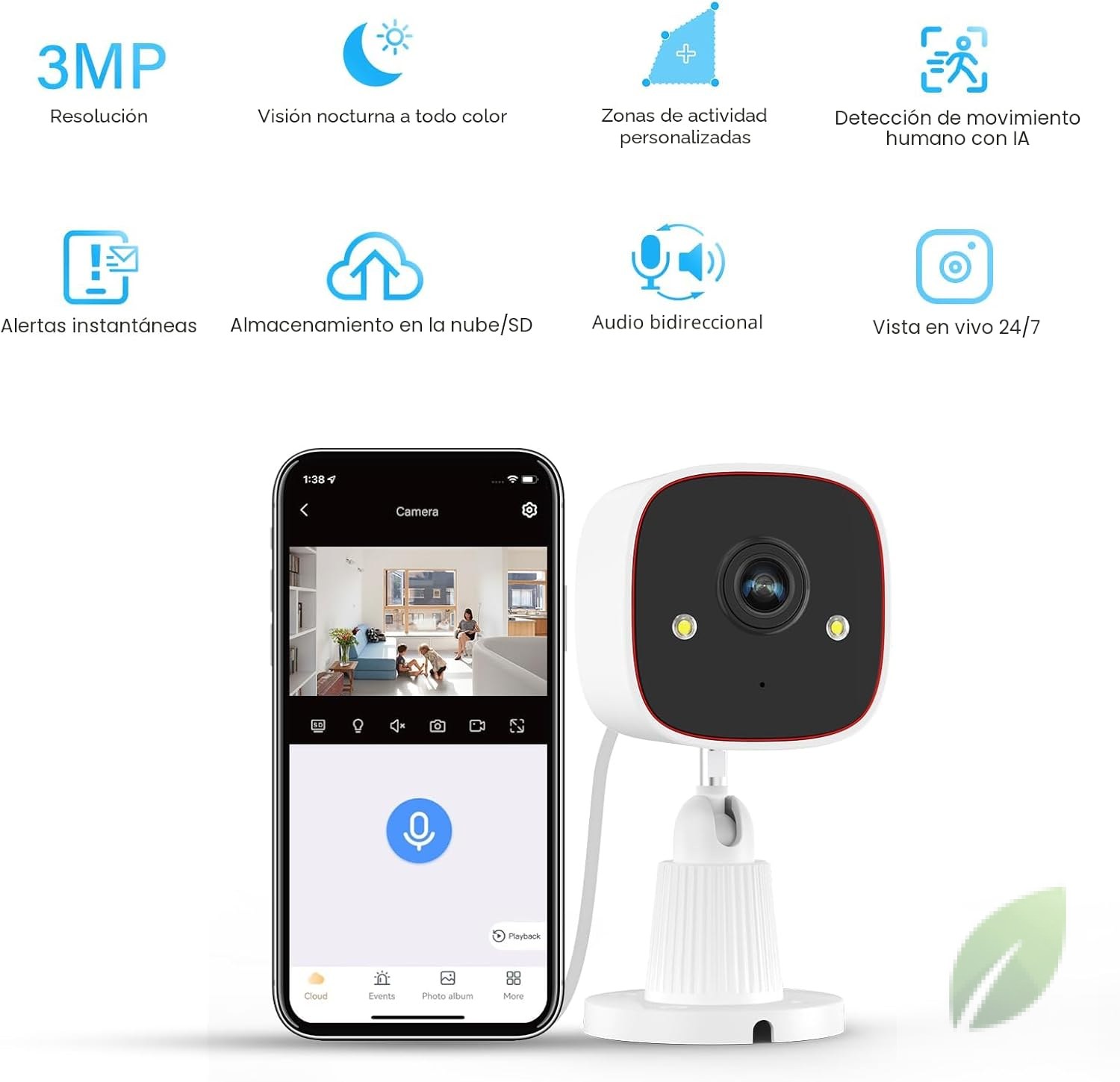 Sistema de Seguridad Profesional IP66 con Audio Bidireccional y Alerta Inteligente