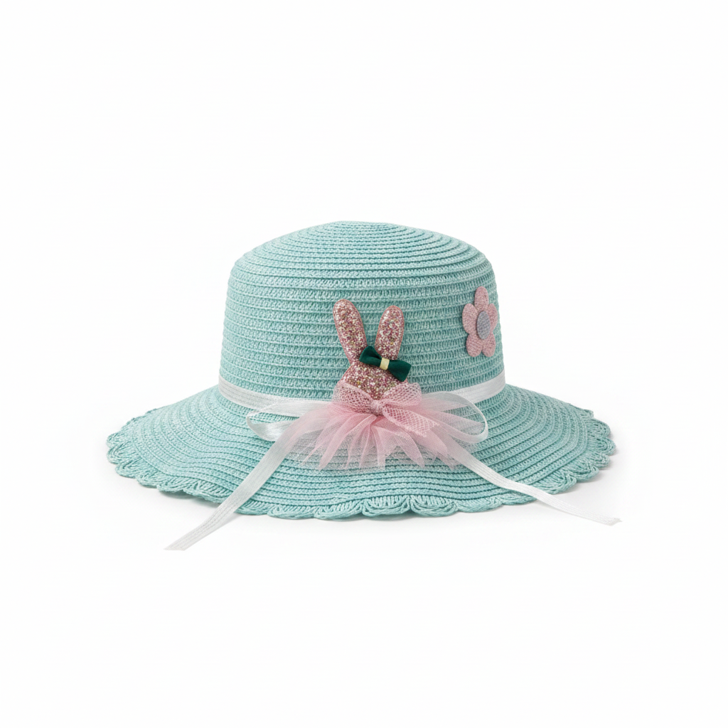 Sombrero de Paja Infantil con Adorno de Conejo Az Azu Azul 1 10 10c 10cm 15 15c 15cm
