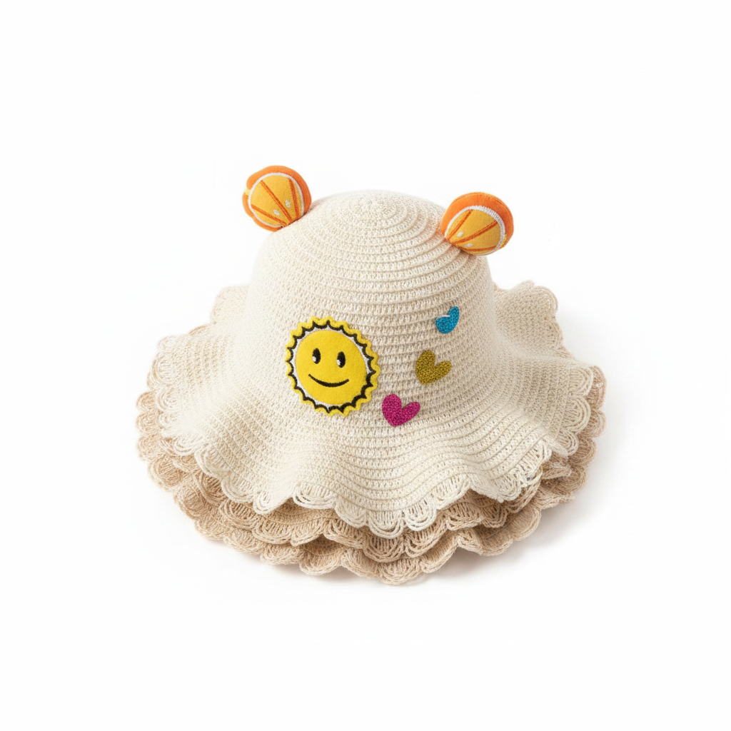 Sombrero de Crochet con Sol 1 10 10c 10cm F Cre Crem Crema