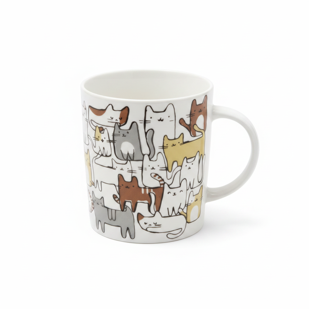 Taza de cerámica con diseño de gatos