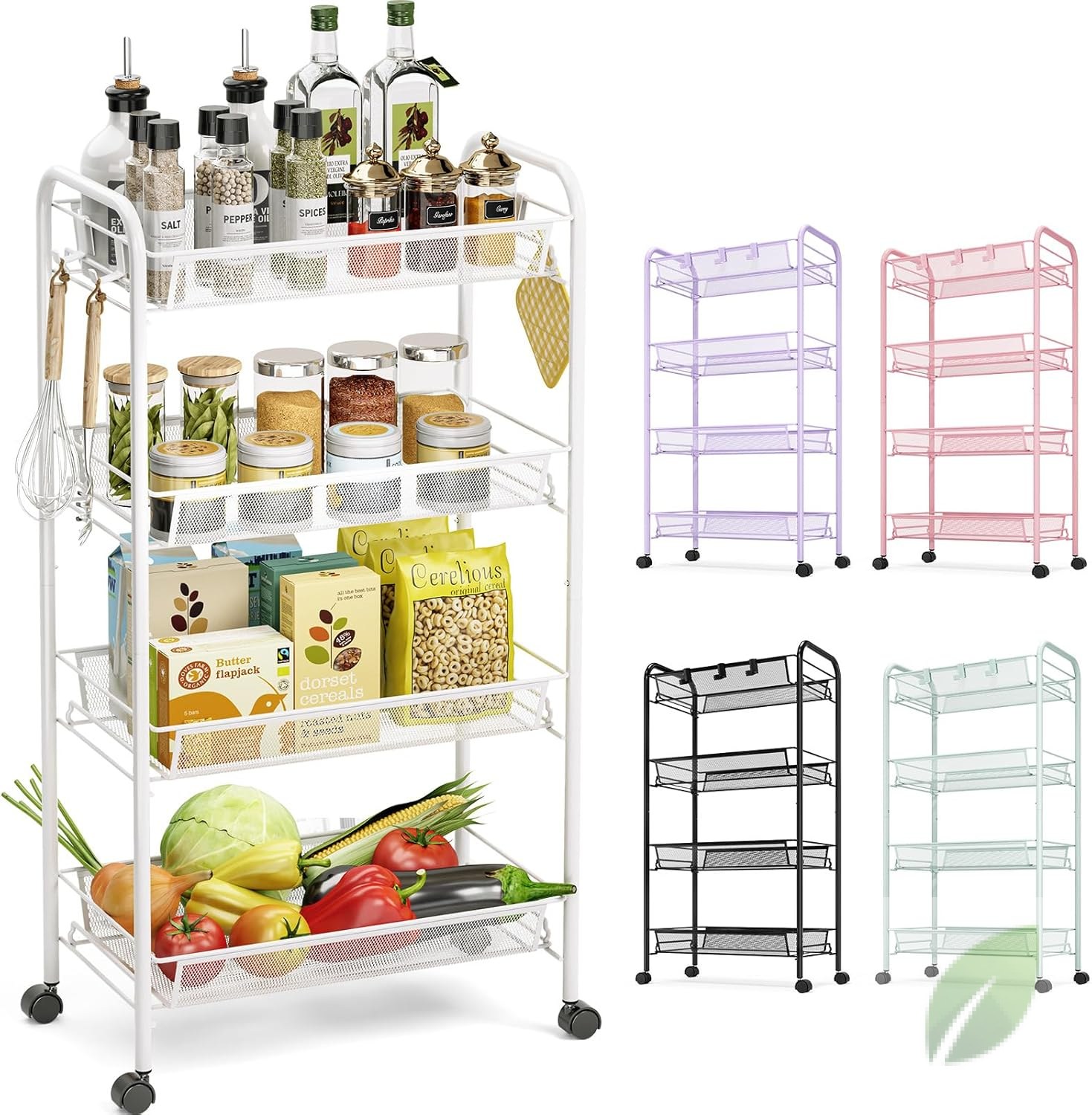 Carrito Rodante Organizador de 4 Niveles Multiusos