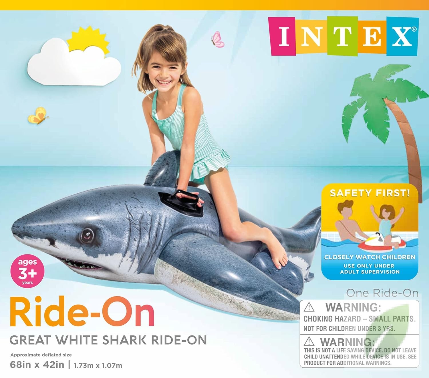 Flotador Inflable Tiburón Blanco Intex Ride-On