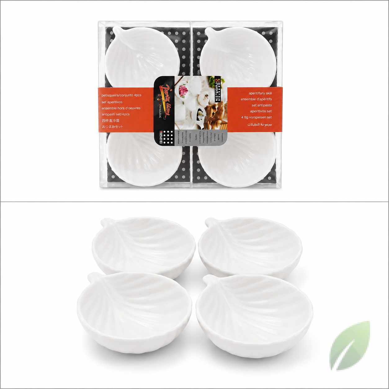 Set de Platos Ovalados de Porcelana Blanca 4 Piezas