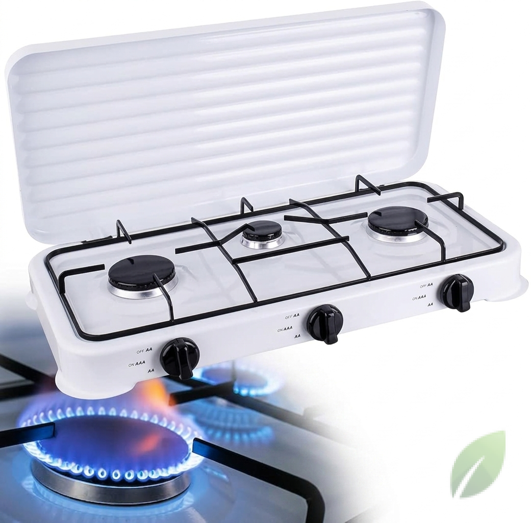 Estufa de Gas Portátil Sokany 3 Quemadores Blanca