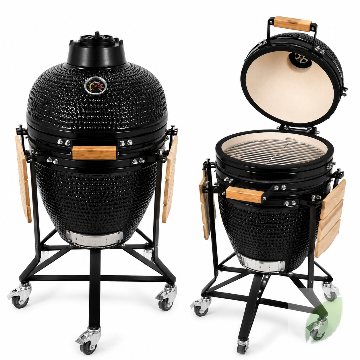 Parrilla Kamado Cerámica Premium con Termómetro y Base Metálica