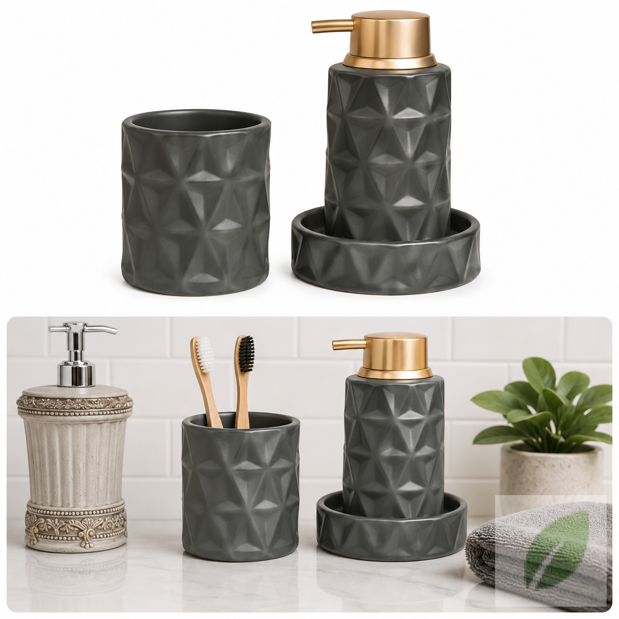 Set de Baño Moderno Negro 3 Piezas CF-LTC01