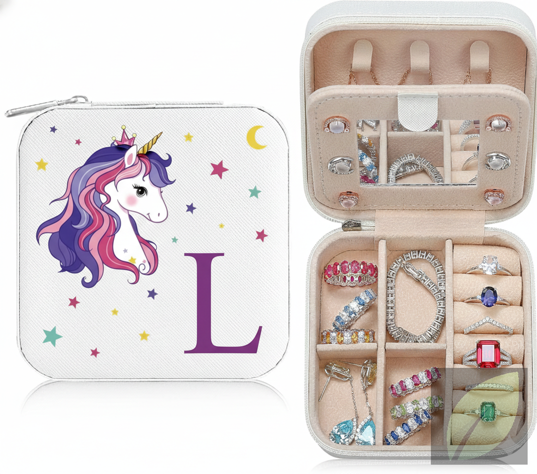 Caja de joyería de viaje color claro para anillos y accesorios