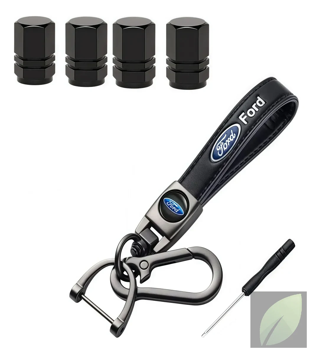 Juego de Llavero y Tapones de Válvula para Neumáticos con Logotipo Ford
