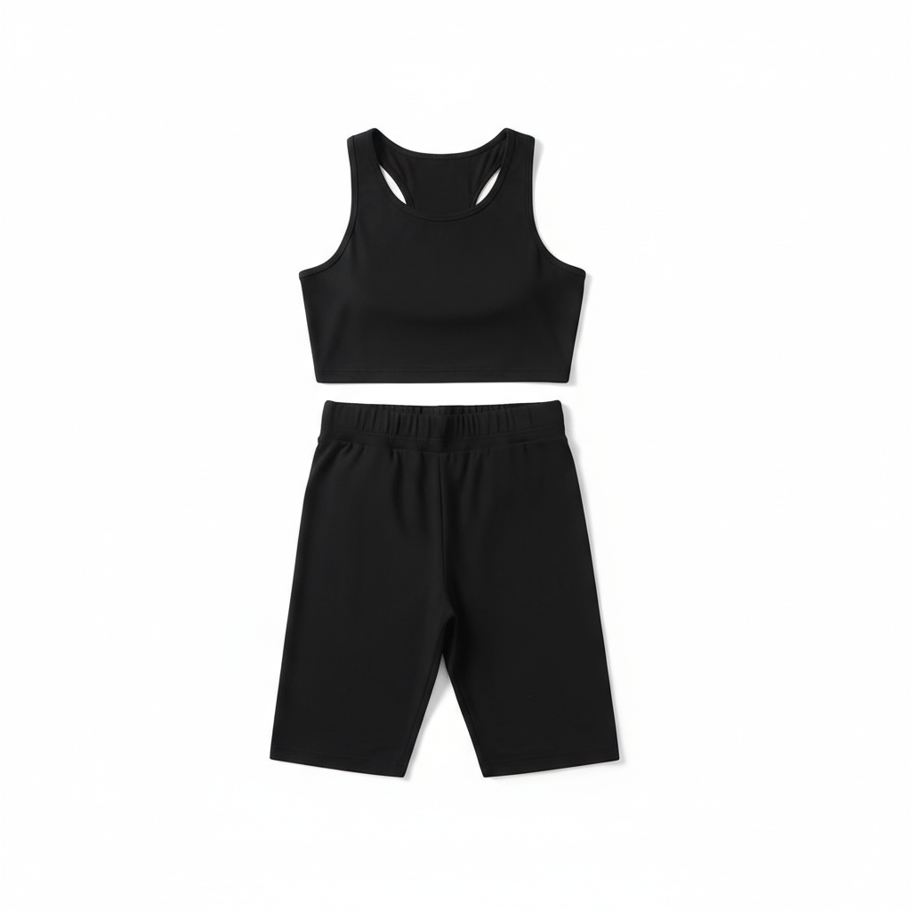 Conjunto deportivo de dos piezas para mujer, top corto sin mangas y pantalones cortos de ciclista