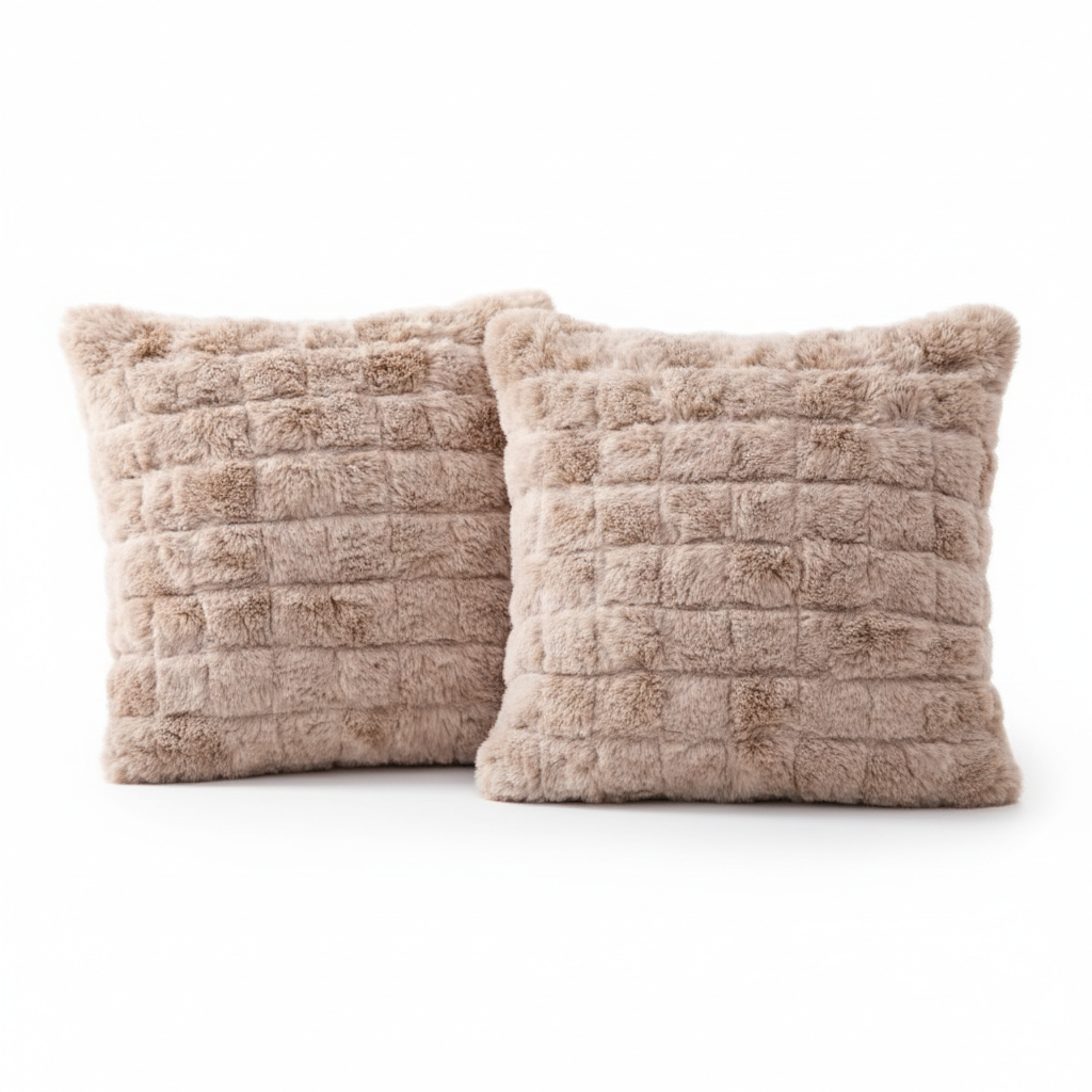 Fundas de Cojín Ultra Suaves de Felpa (Pack de 2) – Decoración Premium para Sofá, Cama o Sillón