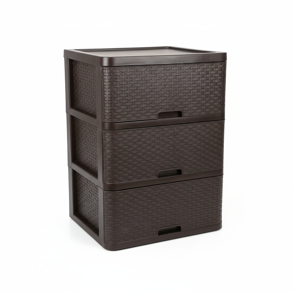 Mueble Organizador Plástico 3 Cajones Ratán