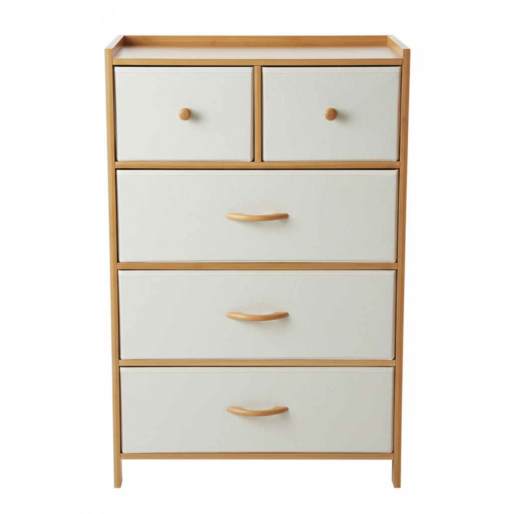 Cajonera de Tela con Estructura de Bambú