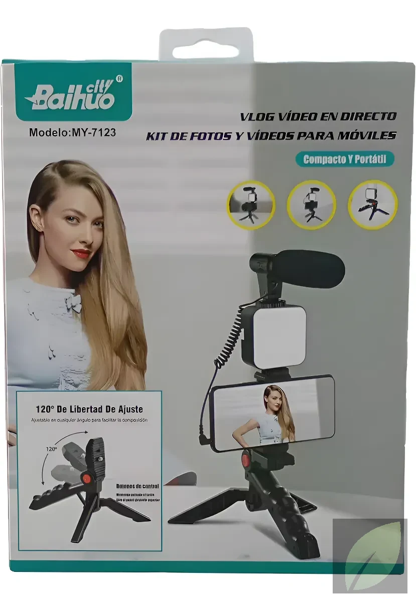 Kit Tripode Para Streaming Con Luz Y Microfono Negro