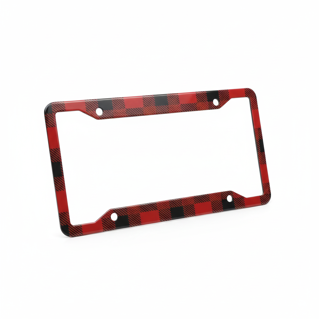 Marco de matrícula a cuadros de acero inoxidable