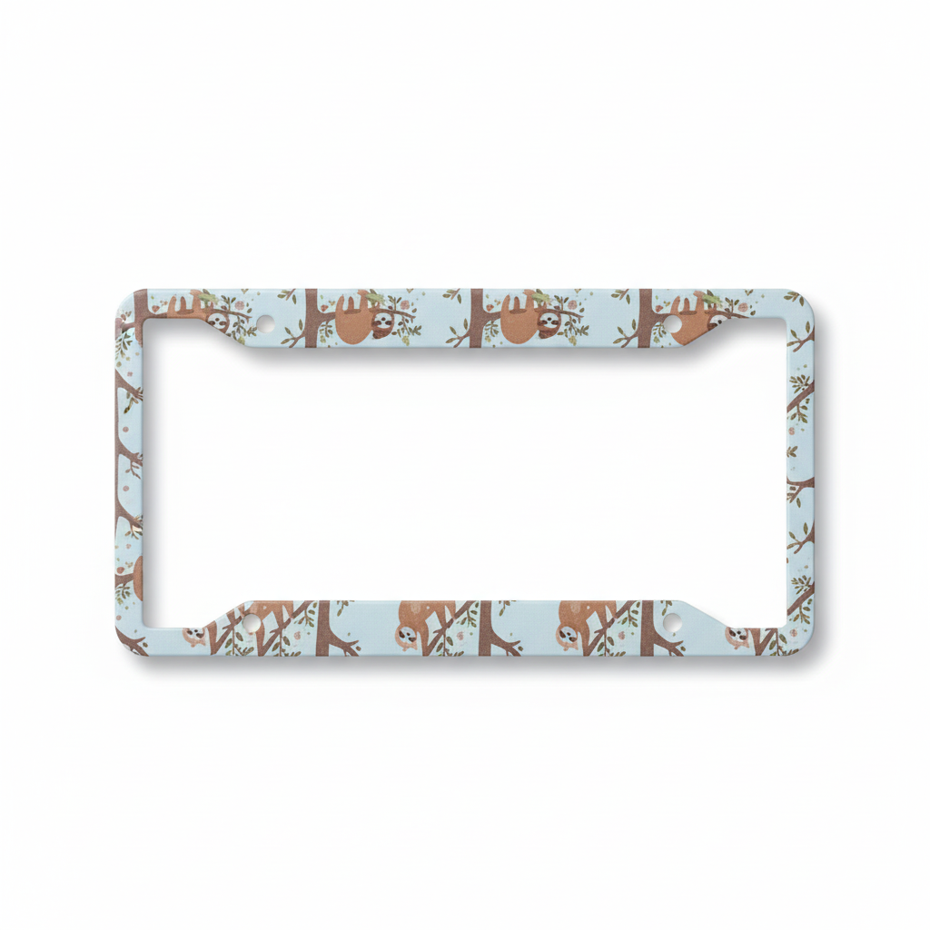 Marco de matrícula con diseño de perezoso
