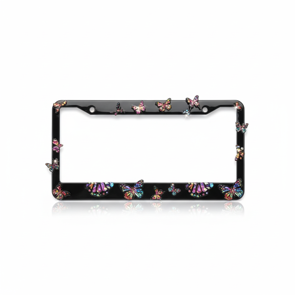 Soporte para matricula con diseños de mariposas