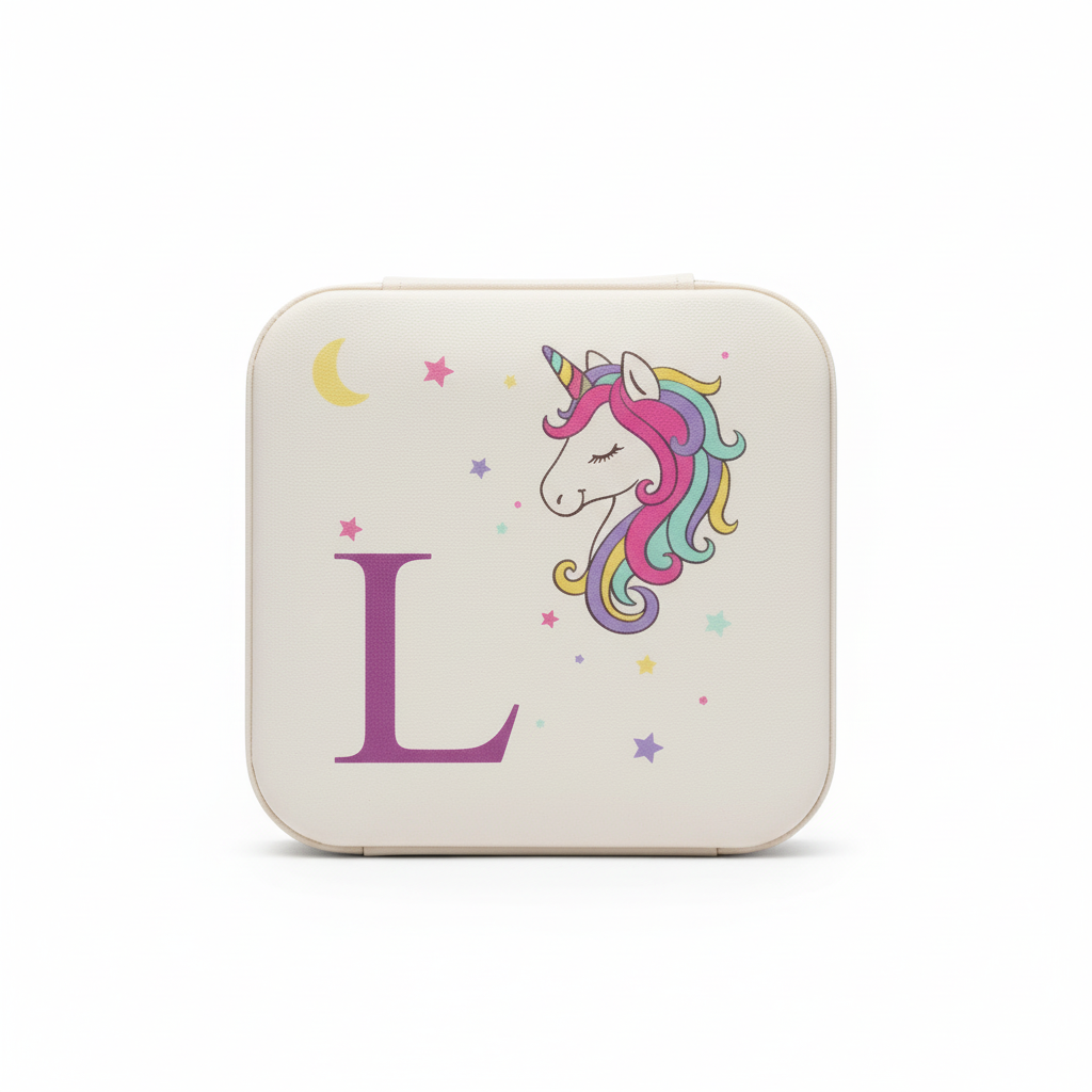 Estuche Organizador Infantil con Unicornio y Inicial L