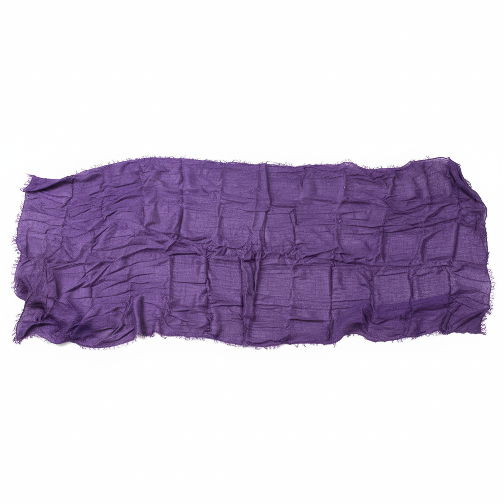 Bufanda de seda morada con textura arrugada