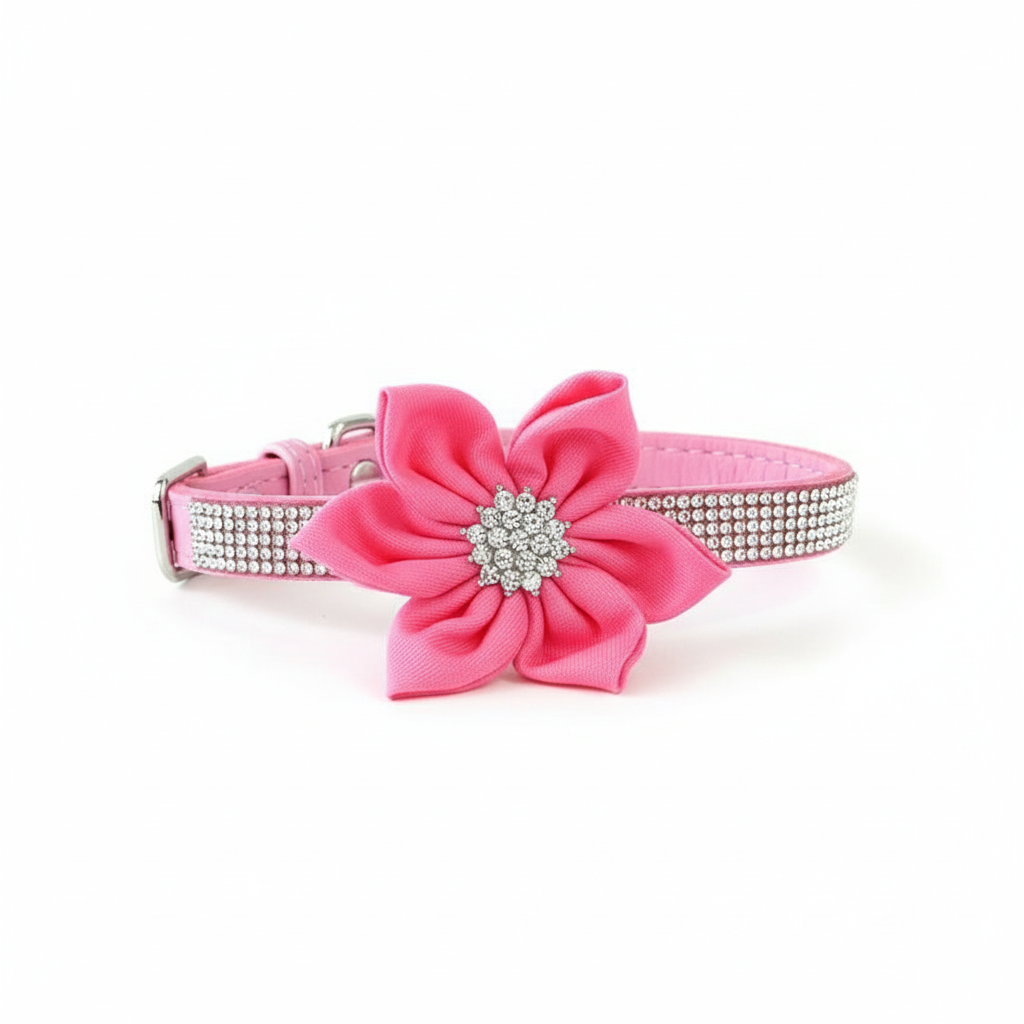 Collar para Perro con Flor y Diamantes de Imitación