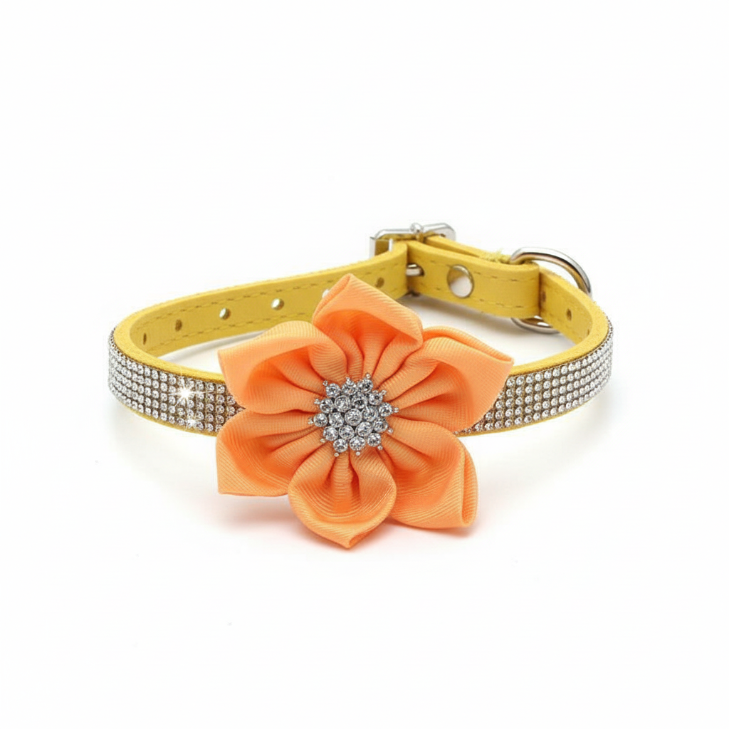 Collar para Perro con Flor y Diamantes de Imitación