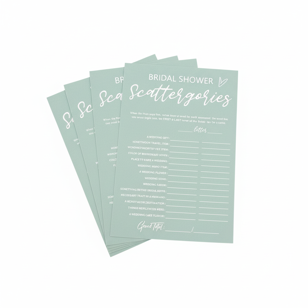 Bridal Shower Scattergories Game Cards
