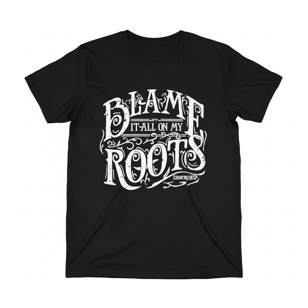 T-Shirt "Blame It All On My Roots" - Estilo Country Deep S