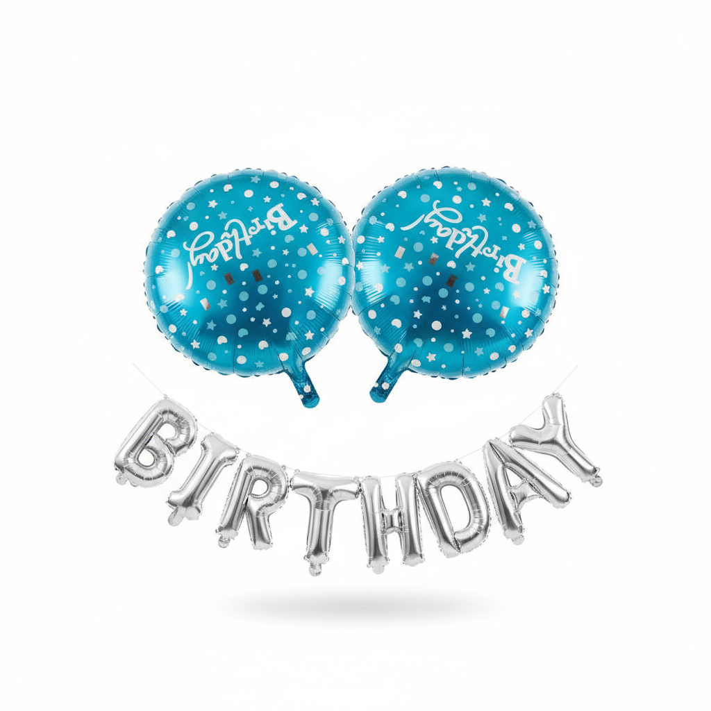 Globos de Fiesta "Happy Birthday" Color Turquesa