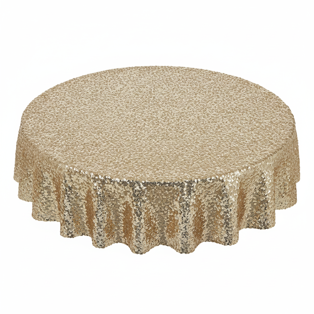 Mantel Redondo Brillante con Lentejuelas