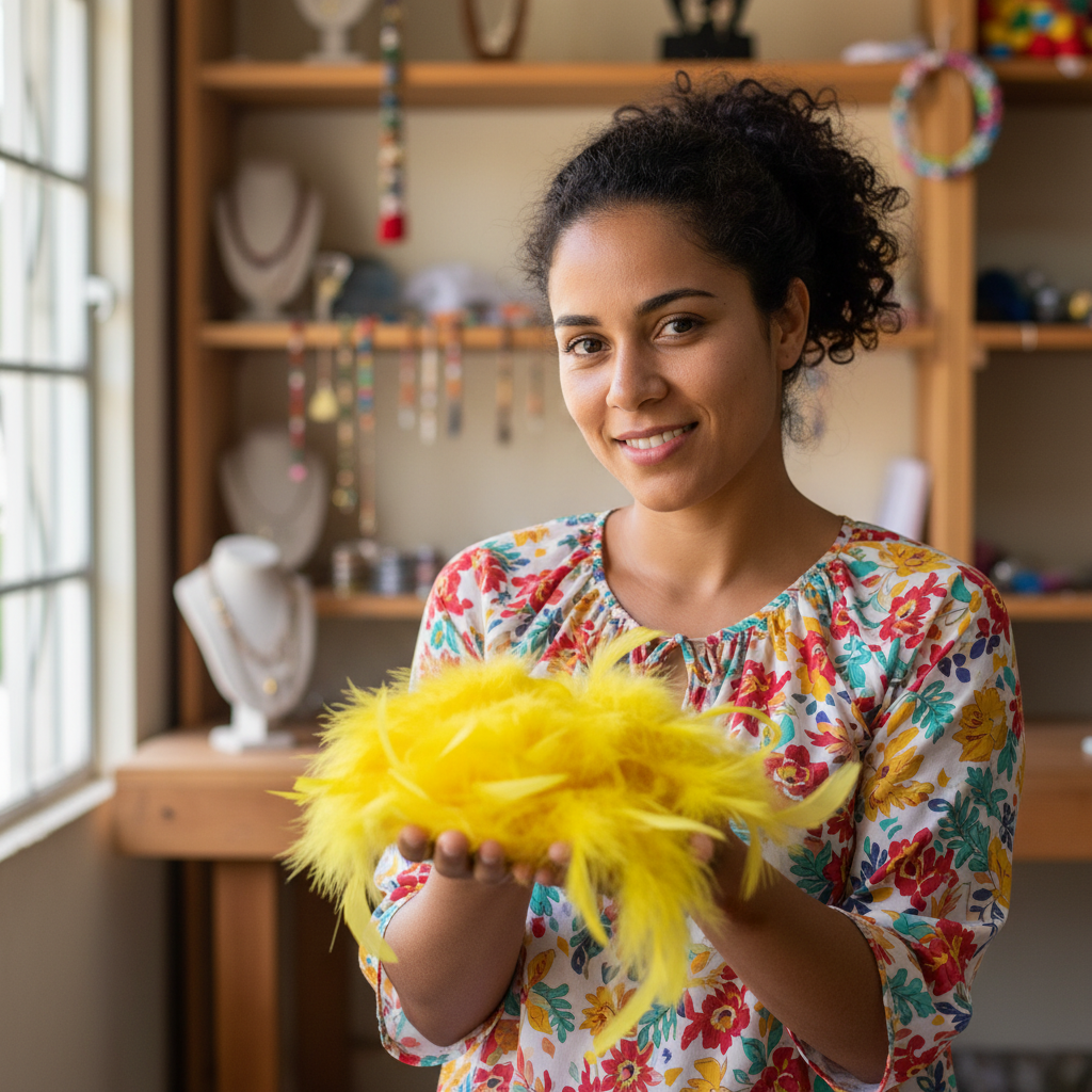 Plumas Marabú Amarillas Vibrantes