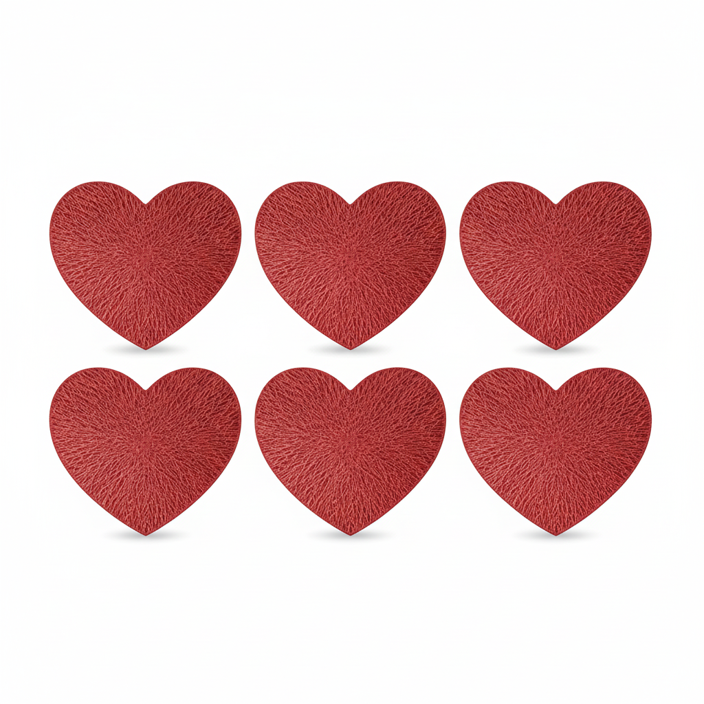 Set de 6 Posavasos Corazón Rojo