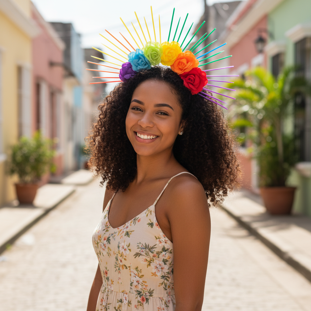 Diadema Arcoíris de Flores