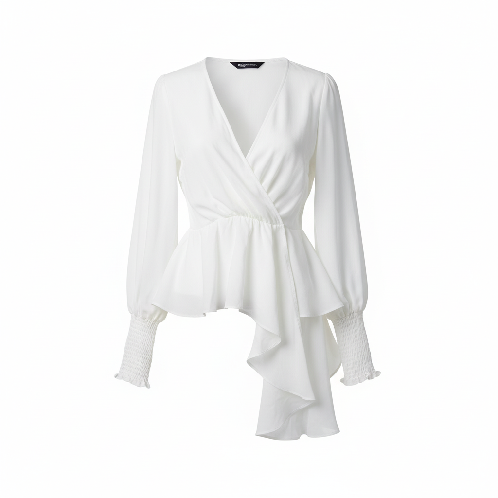 Blusa Blanca Elegante con Mangas XS Larga