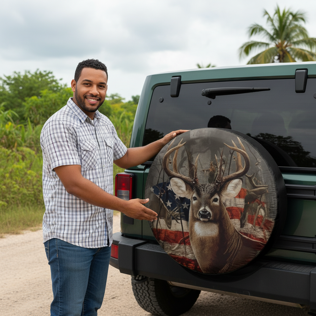 Protector de Goma de Repuesto con Diseño de Venado y Bandera Americana
